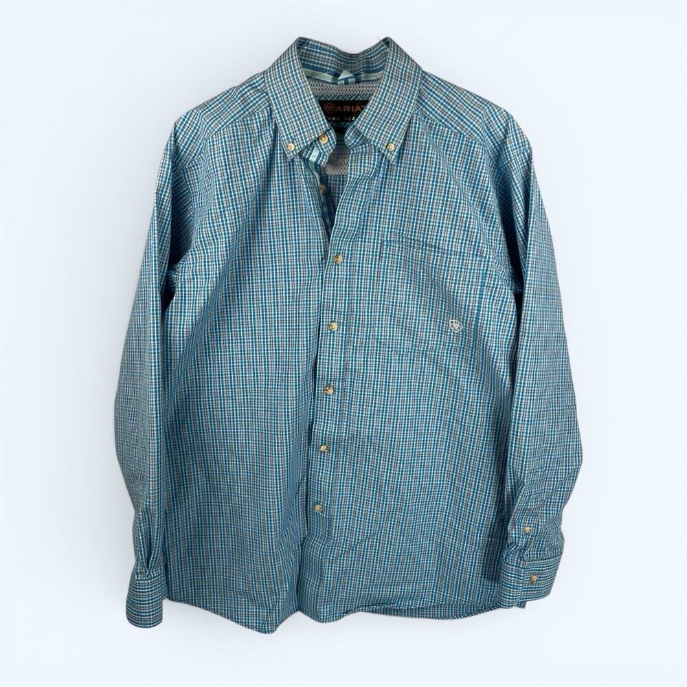 Ariat Pro Series Long-Sleeve Men's Button Down Shirt Western Blue Plaid Medium